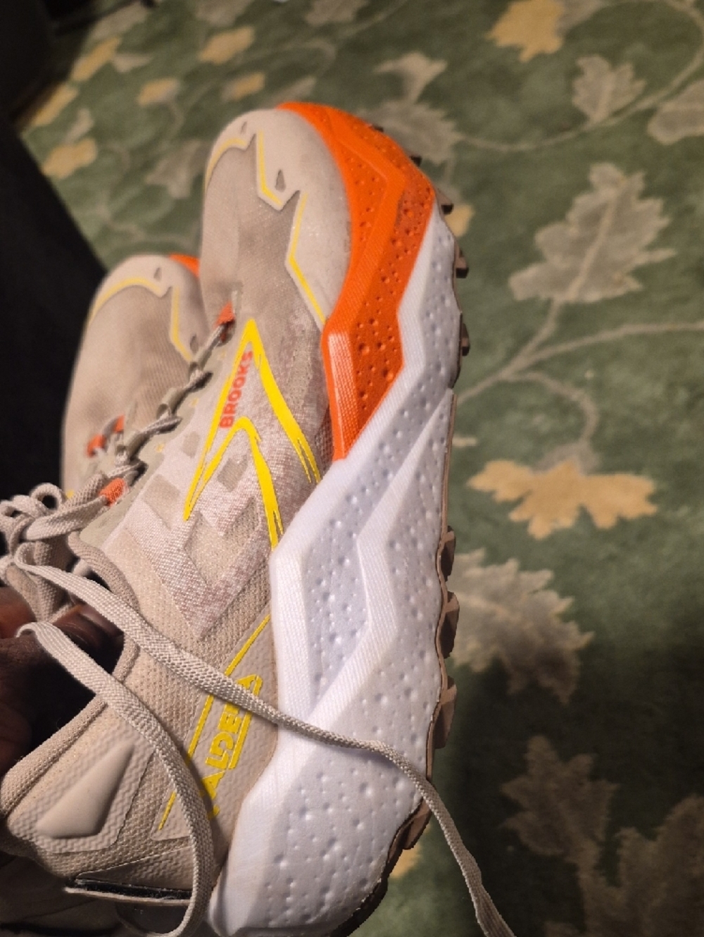 Brooks beige running sneakers with orange and yellow accents - Picture 2 of 7